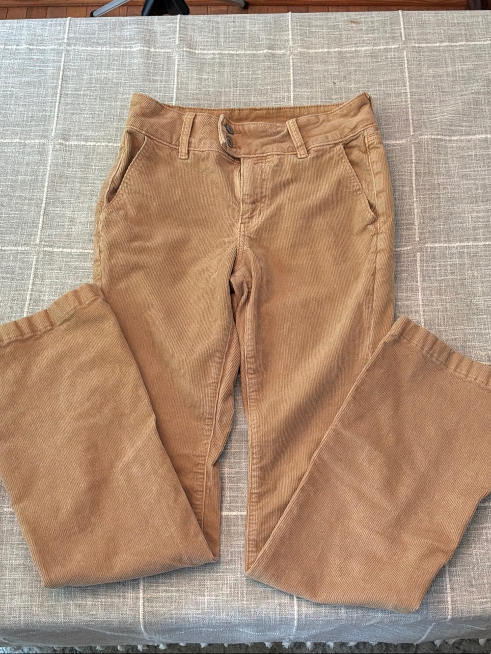 American Eagle Camel Tan High-Rise‎ Kick Boot Stretch Corduroy Pants Womens 2R